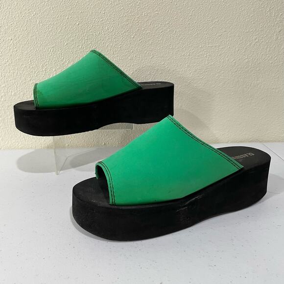Vintage 90s Y2k Classified Green Black Foam Chunky Platform Slide Sandals 8 - Picture 2 of 8